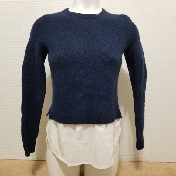 J.Crew sweater Medium Lambswool Shirttail pullover layered look exposed zipper - Picture 1 of 13